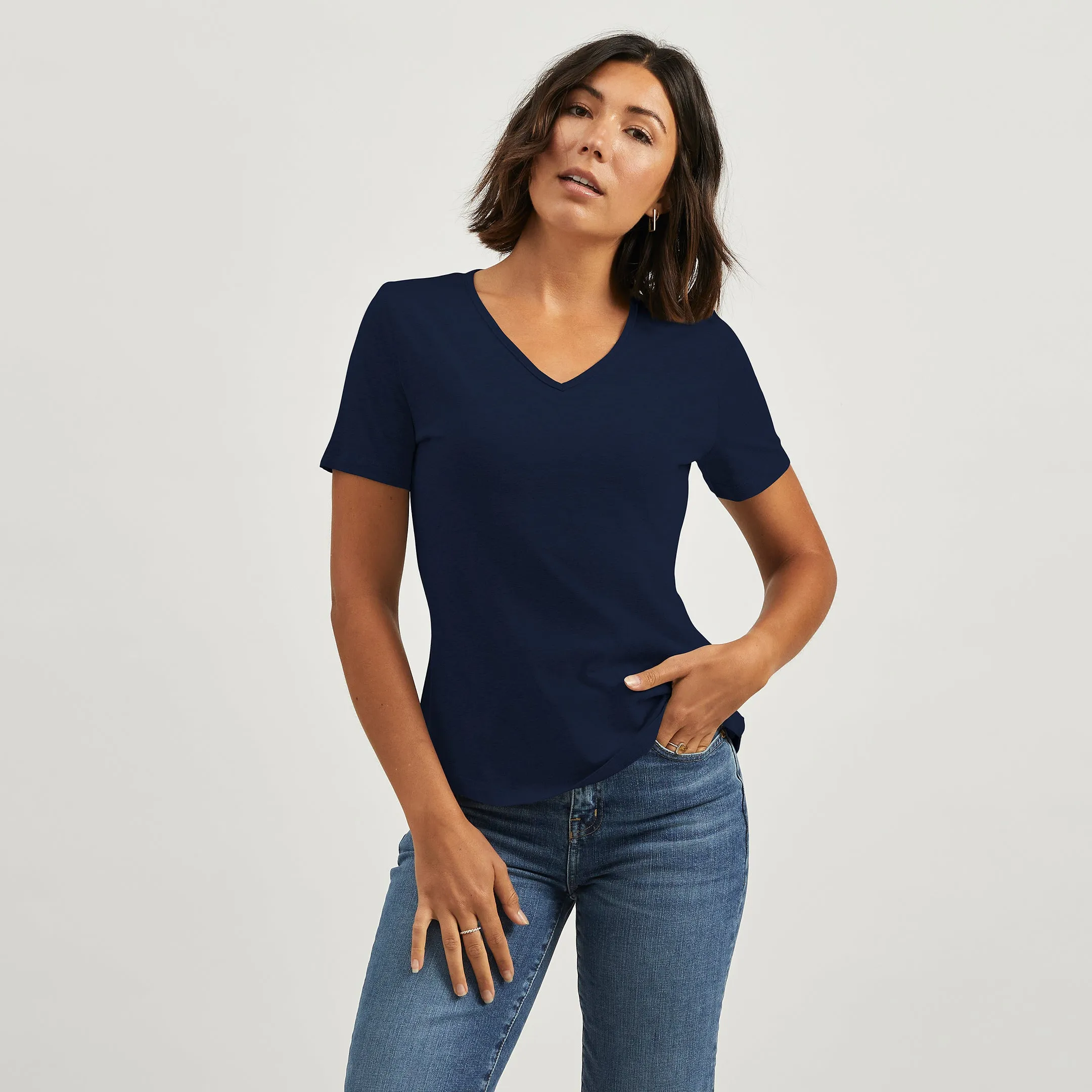 Hemp V-Neck Tee Modern Outfit