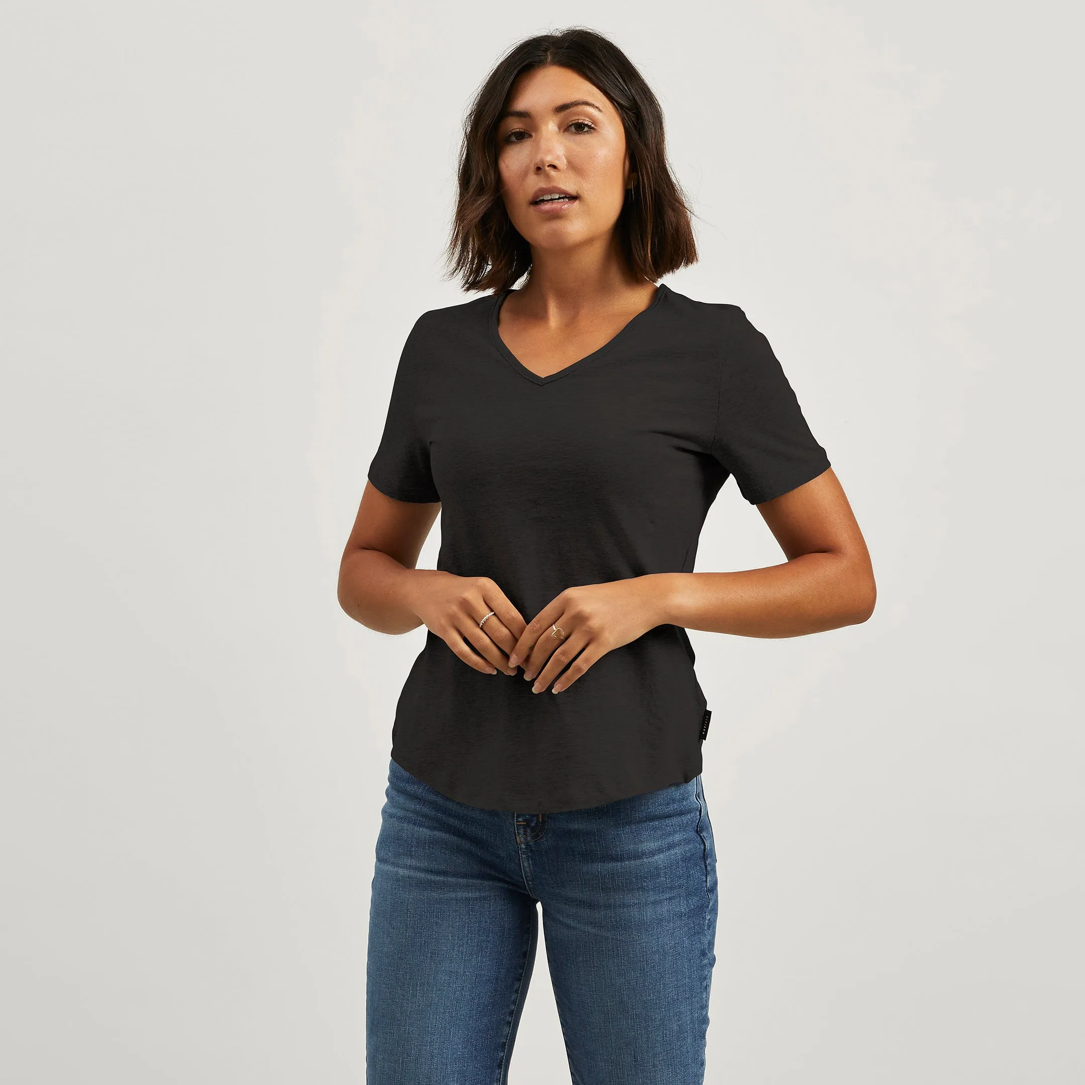 Office Wear Hemp V-Neck Tee
