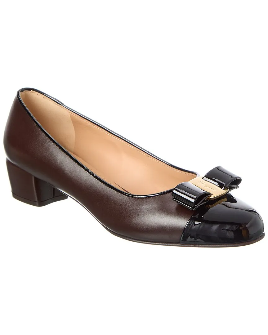 High Density Soft Insole Ferragamo Vara Leather & Patent Pump