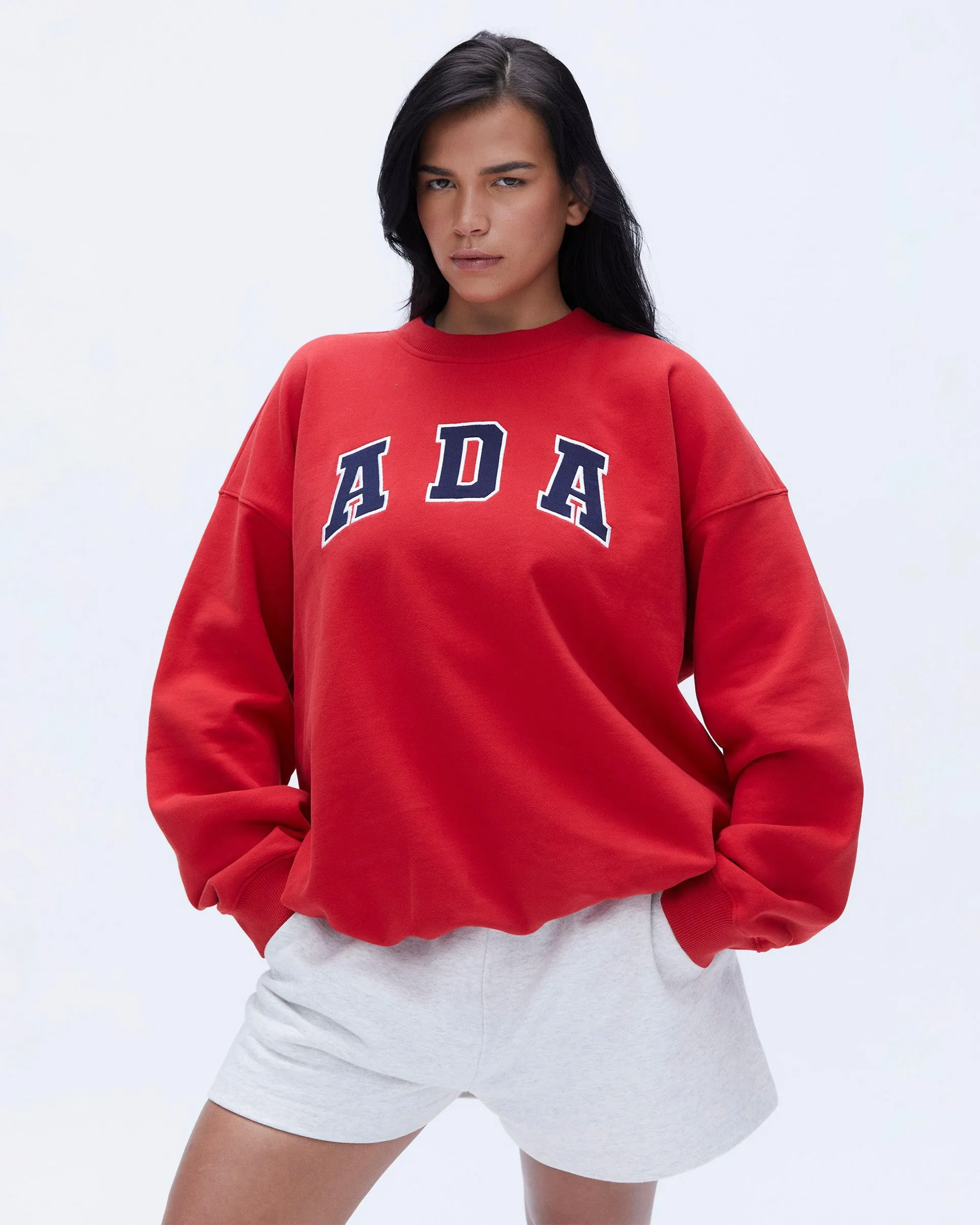 ADA Oversized Sweatshirt - Classic Red product budget friendly choice Warm Clothing