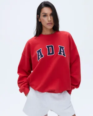 ADA Oversized Sweatshirt - Classic Red Trendy Layered