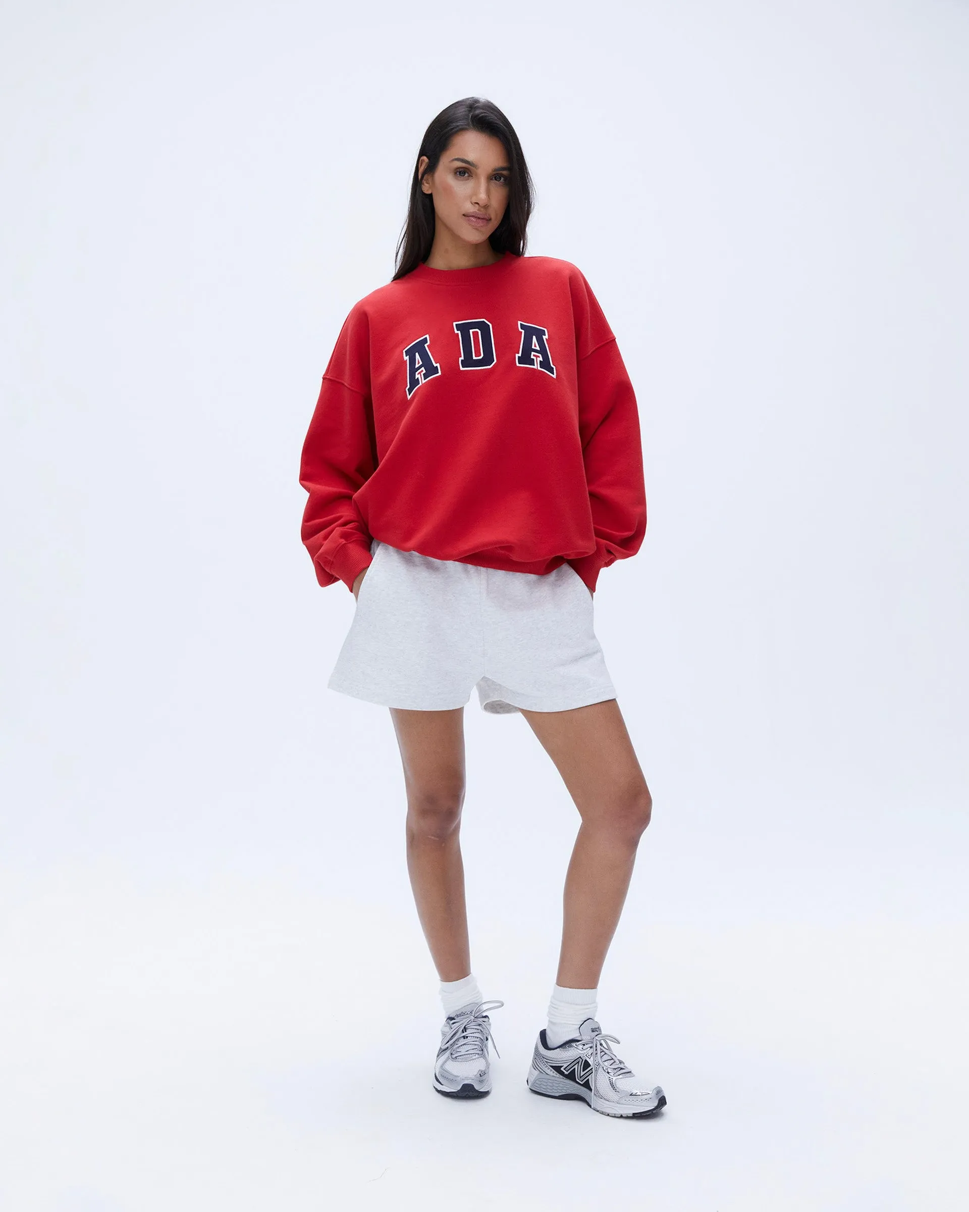 ADA Oversized Sweatshirt - Classic Red Trendy Top Cozy Mood