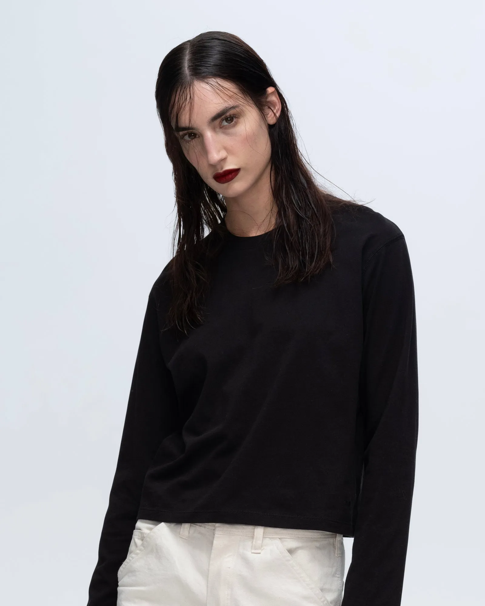 Classic Jersey Long Sleeve Boy Tee - Black Cold Wash Optimized Cool Comfort