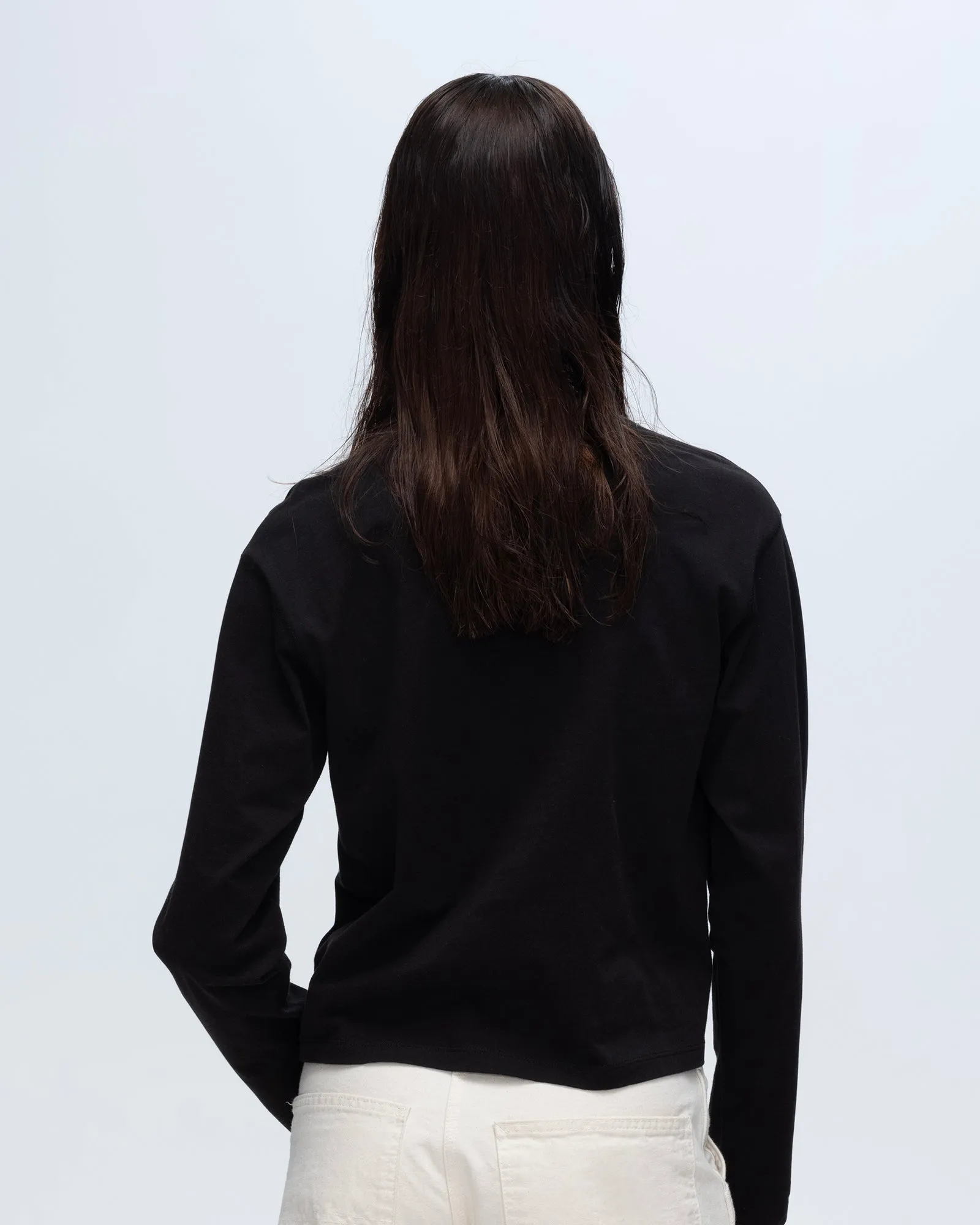 Classic Jersey Long Sleeve Boy Tee - Black Everyday Essential Flexible Ribbed Neckline