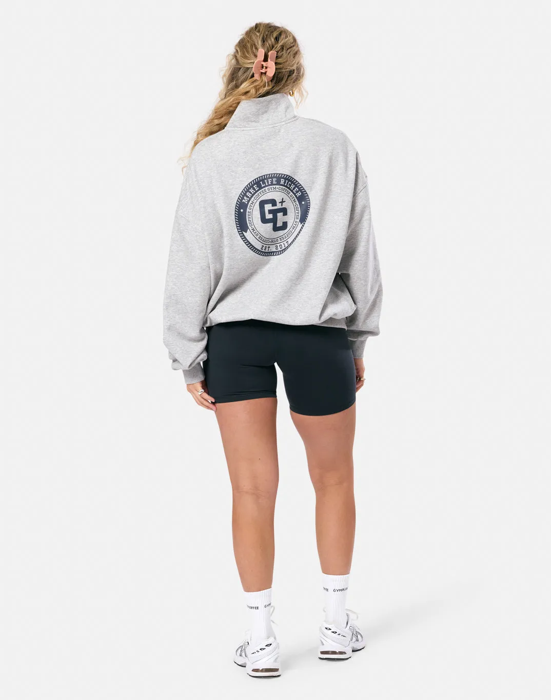 Clubhouse Funnel Neck Zip in Grey Marl Pullover