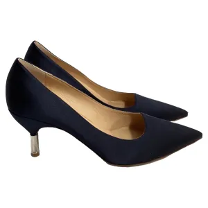 Gabriela Hearst Inaya Pumps in Navy Blue Satin Refined Edge Comfortable Foot Feel
