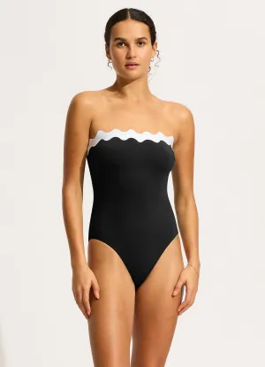 Gia Ric Rac Bandeau One Piece  - Black Anti microbial coating