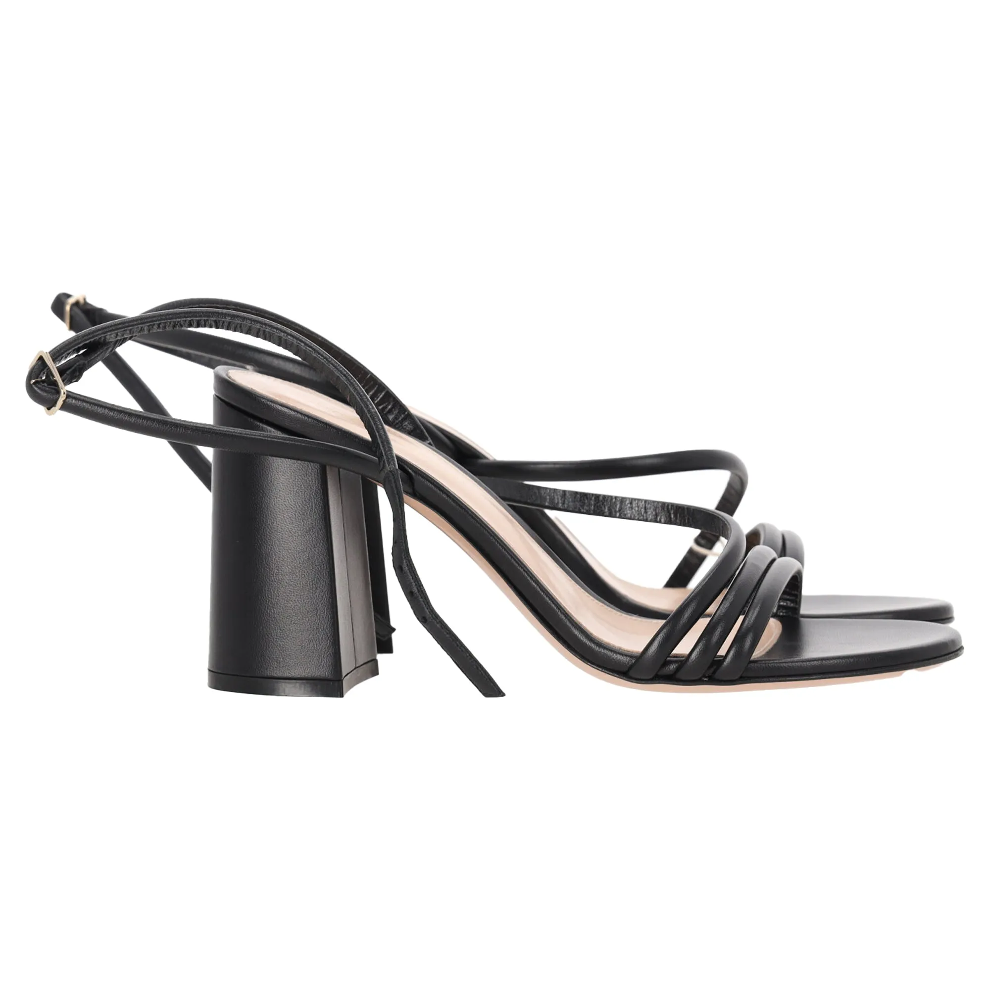Pointed Heels Gianvito Rossi Ankle Strap Block-Heel Sandals in Black Leather