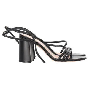 Pointed Heels Gianvito Rossi Ankle Strap Block-Heel Sandals in Black Leather