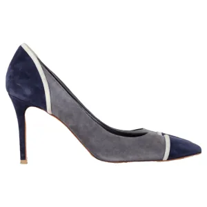 Soft Leather Gianvito Rossi Color-Block Pumps in Grey and Blue Suede