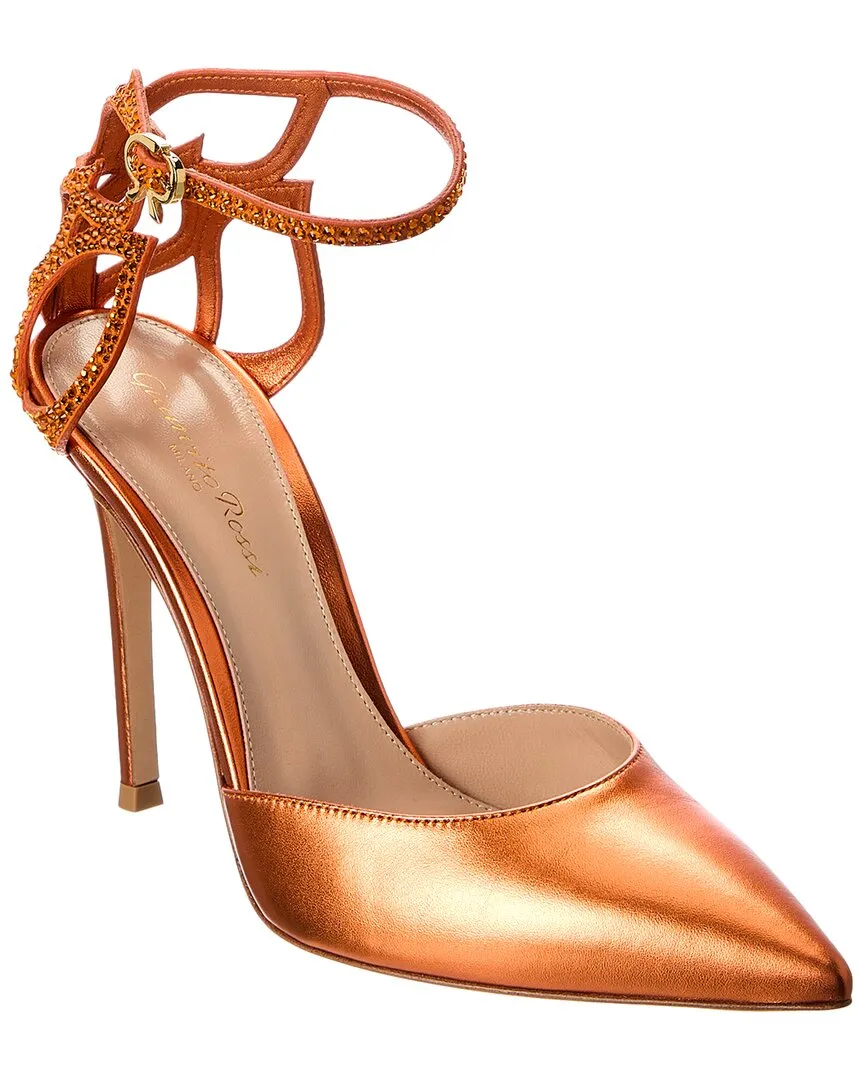 Chic Heels Gianvito Rossi Crystal Fleur 105 Leather Pump