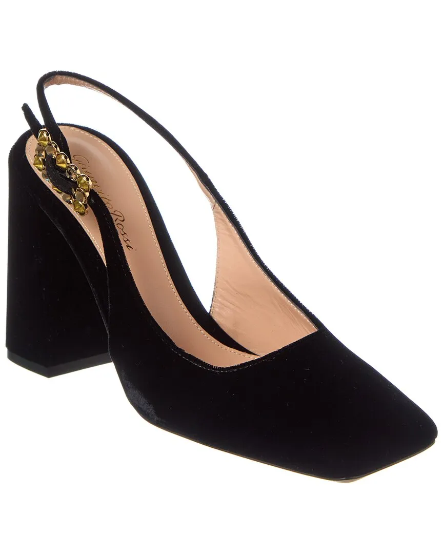 Dainty Heels Sleek Dress Shoes Gianvito Rossi Wondy Leather & Velvet Slingback Pump