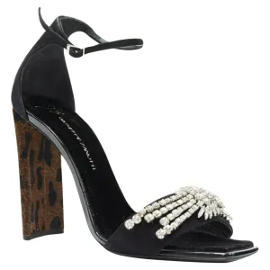 Casual Day Heels Giuseppe Zanotti suede crystal embellished leopard sandal