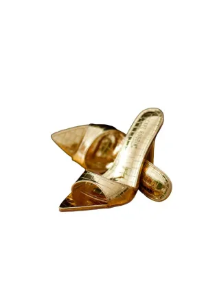 Women's 24K Chic Slide Sandals In Golden Clear Sandals for Weddings Dressy Sandals
