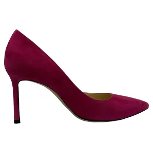Wide toe box Jimmy Choo Romy Pointed Pumps in Pink Suede