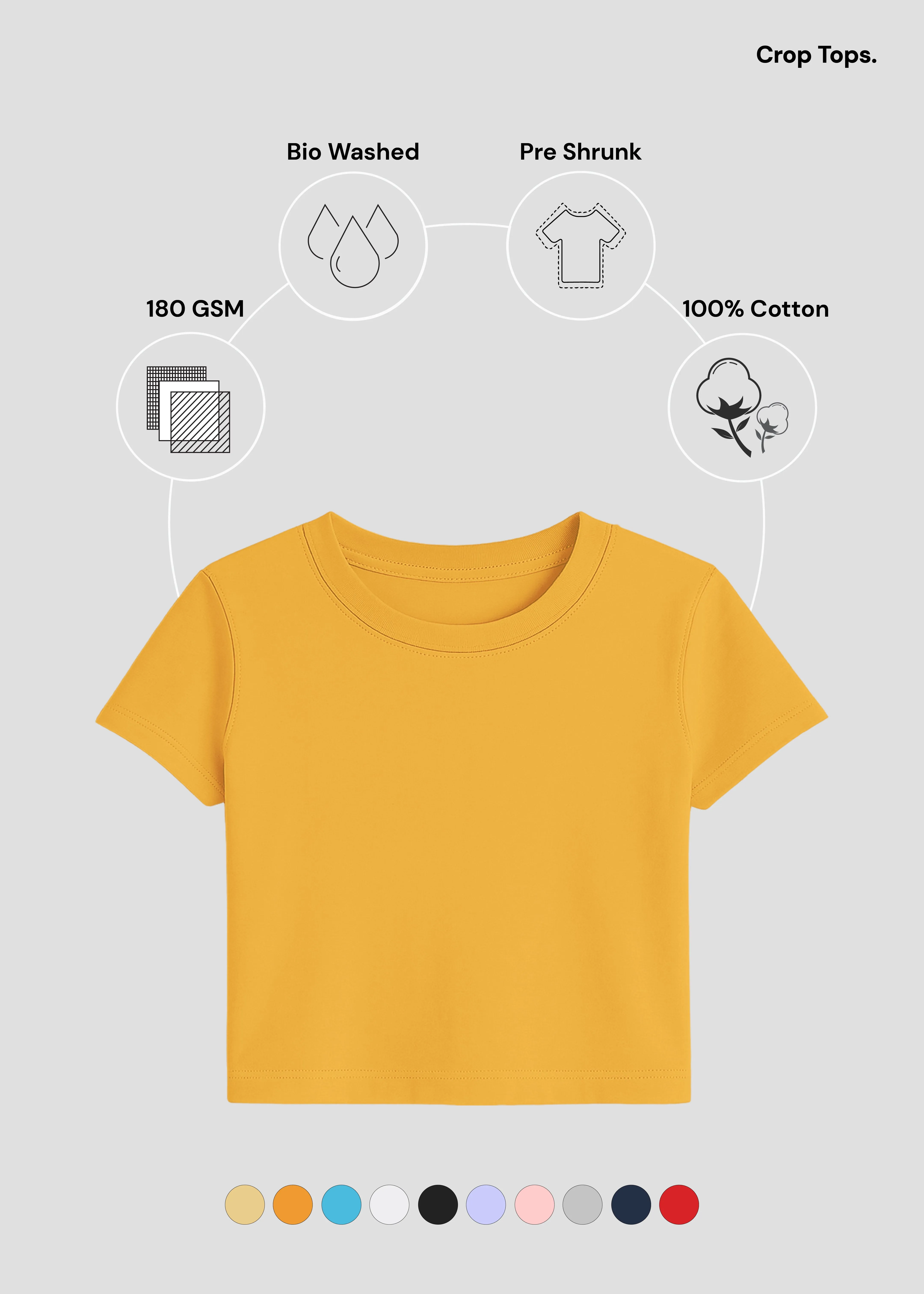 Low Impact Dye Comfortable Layers Golden Yellow Crop Top | FC39