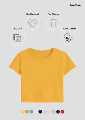 Low Impact Dye Comfortable Layers Golden Yellow Crop Top | FC39