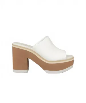 Classic White Heels Office Vibe Chunky Clog Heel In White