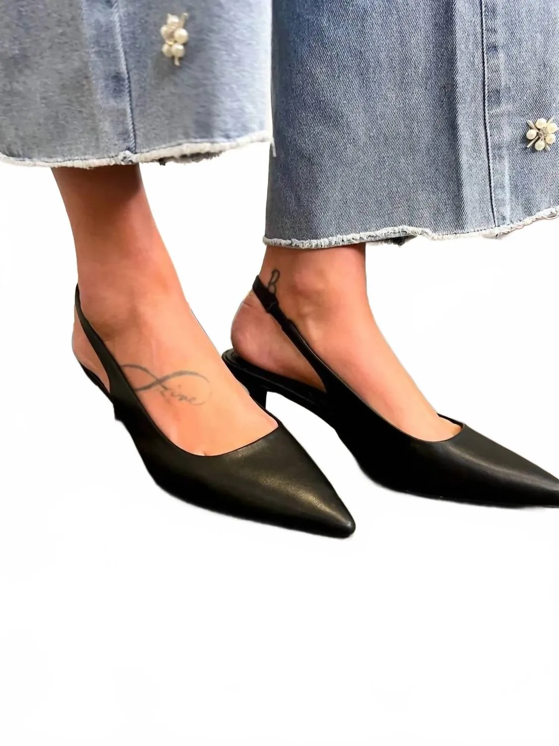 Luxury Pumps for Weddings Buckled Grazia Slingback Kitten Heel Sandals In Black