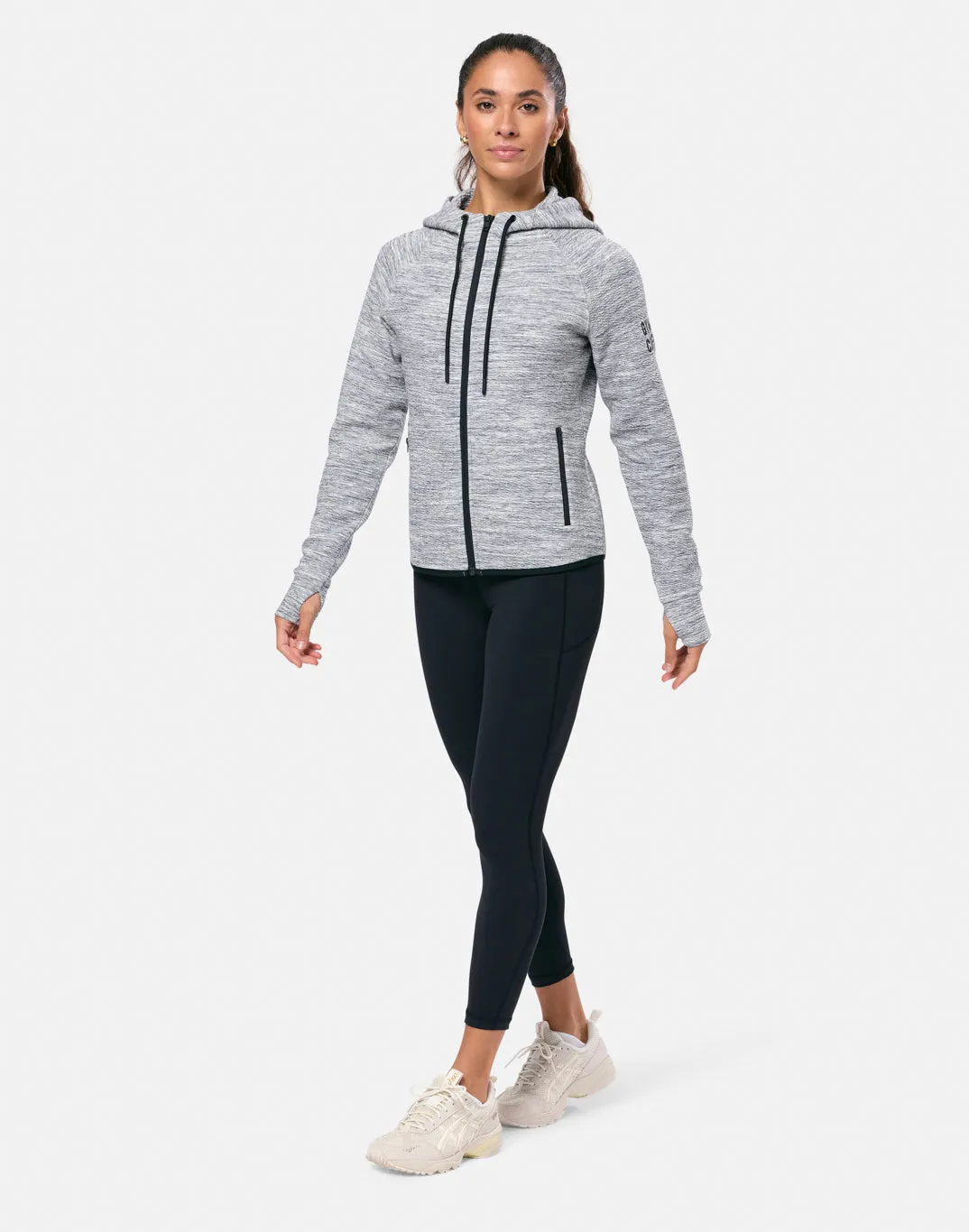 Grey Fleck Zip Hoodie good for yoga