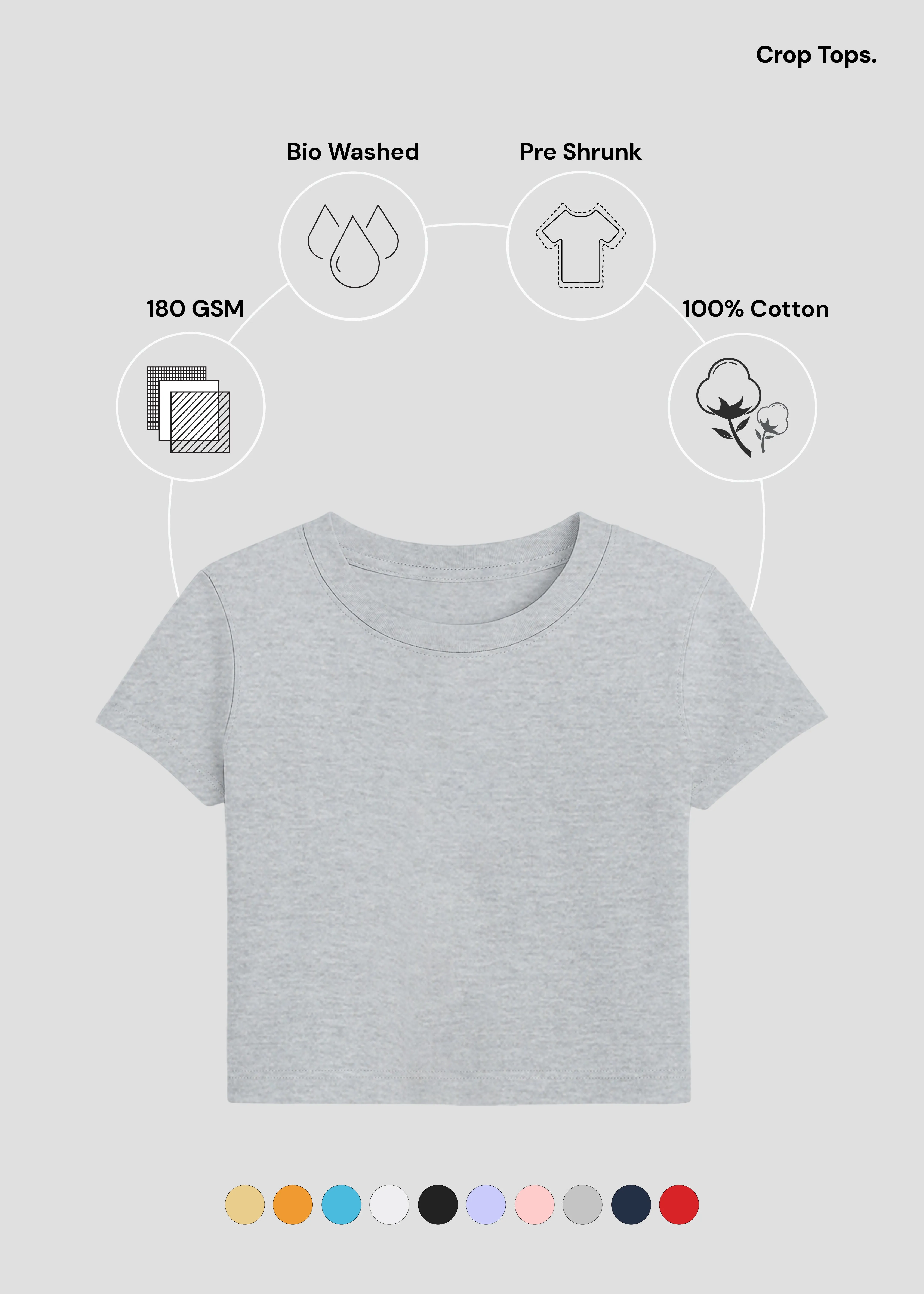 Chic Wearable Grey Melange Crop Top | FC39