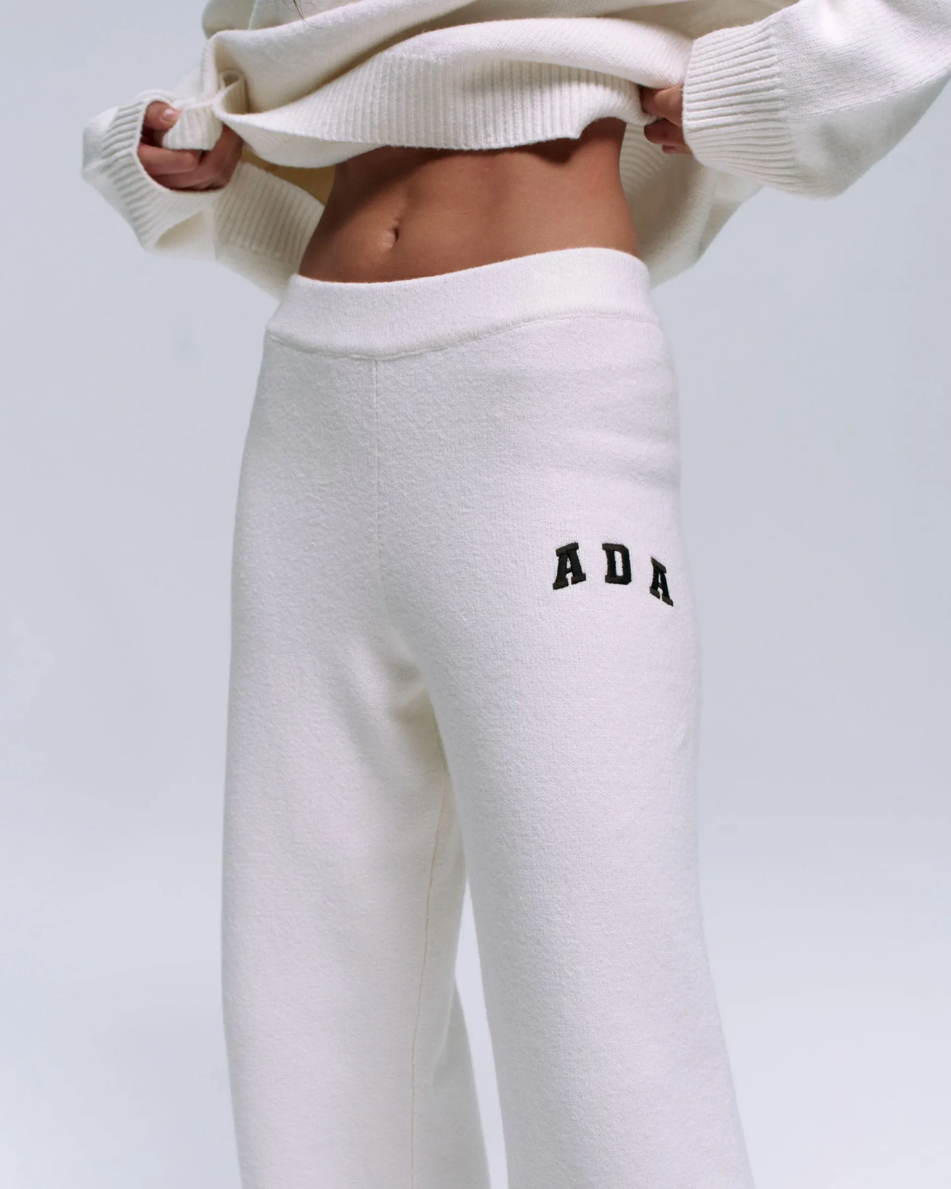 ADA Knit Straight Leg Sweatpants - Cream/Coffee Bean stain resistant coating