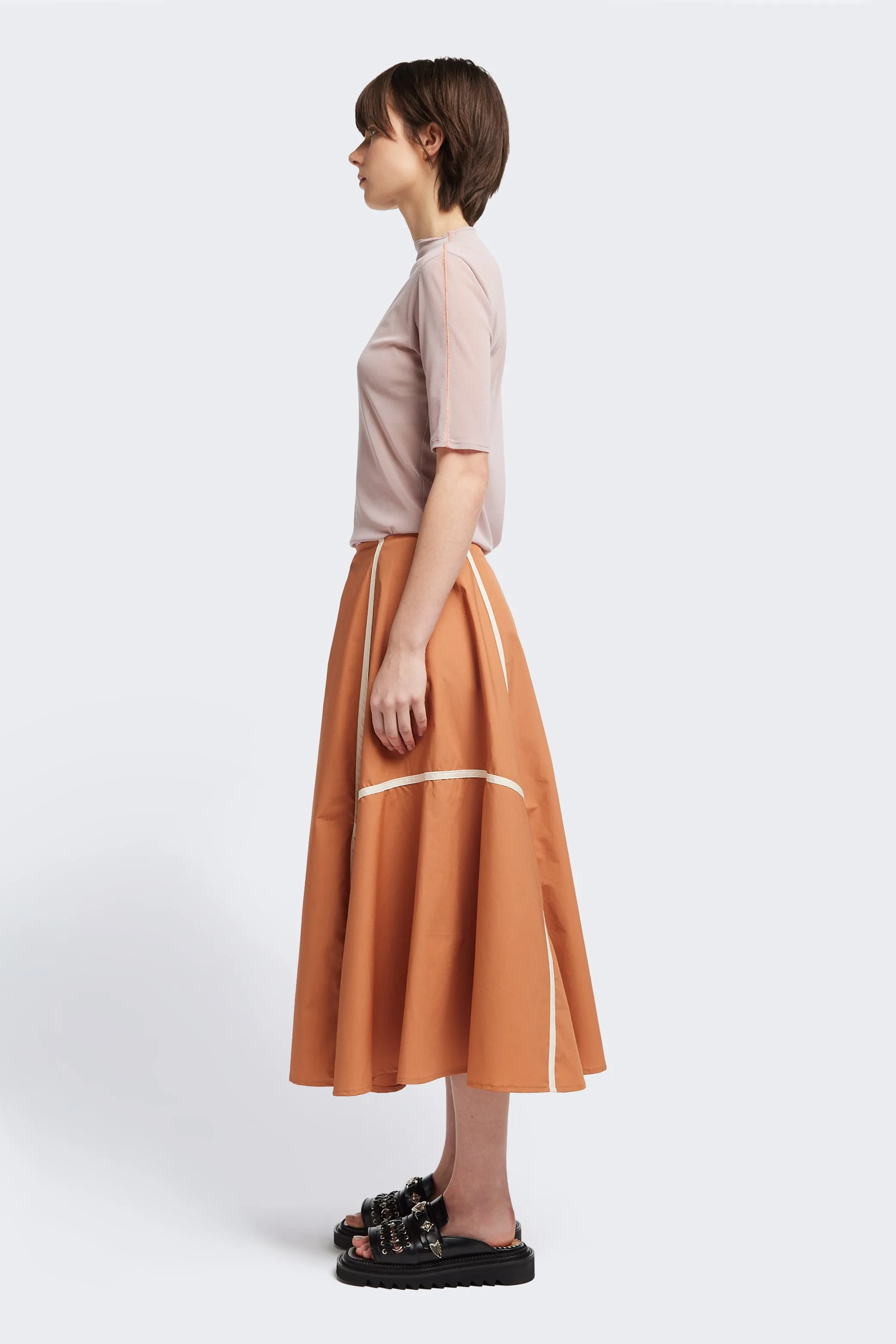 Regarder Bound Skirt Burnt Orange/Ecru Layered Hem