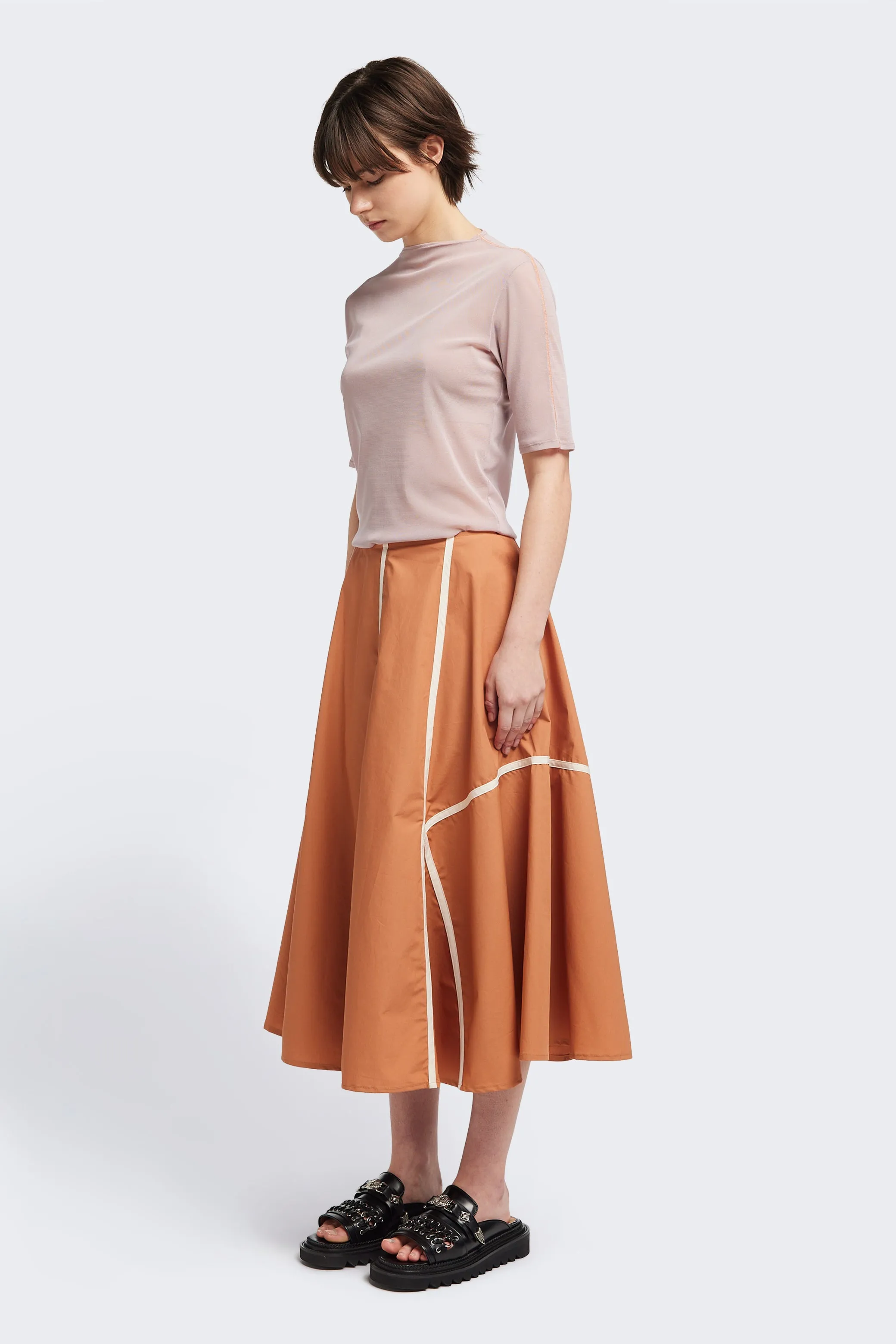 Fresh Style Regarder Bound Skirt Burnt Orange/Ecru