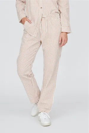 Flared bottom Harriet Pants - Leather Brown/Bright White