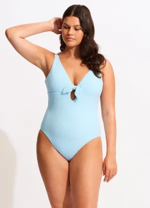 Havana Deep V One Piece - Powder Blue Dynamic Prints