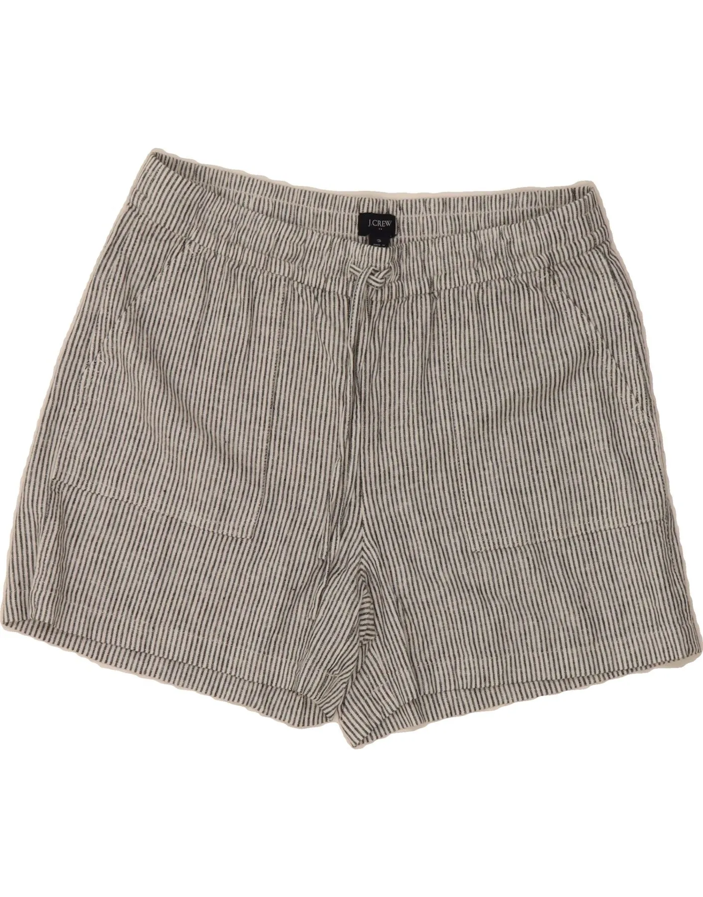 J. CREW Womens Casual Shorts Small W27 Grey Pinstripe Linen Wrinkle-Resistant City Exploration