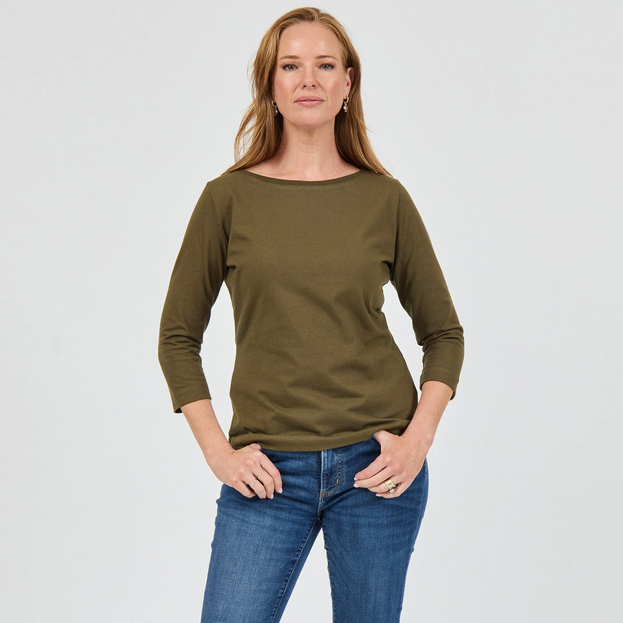 yoga clothing Heavy Cotton 3/4 Boat Tee