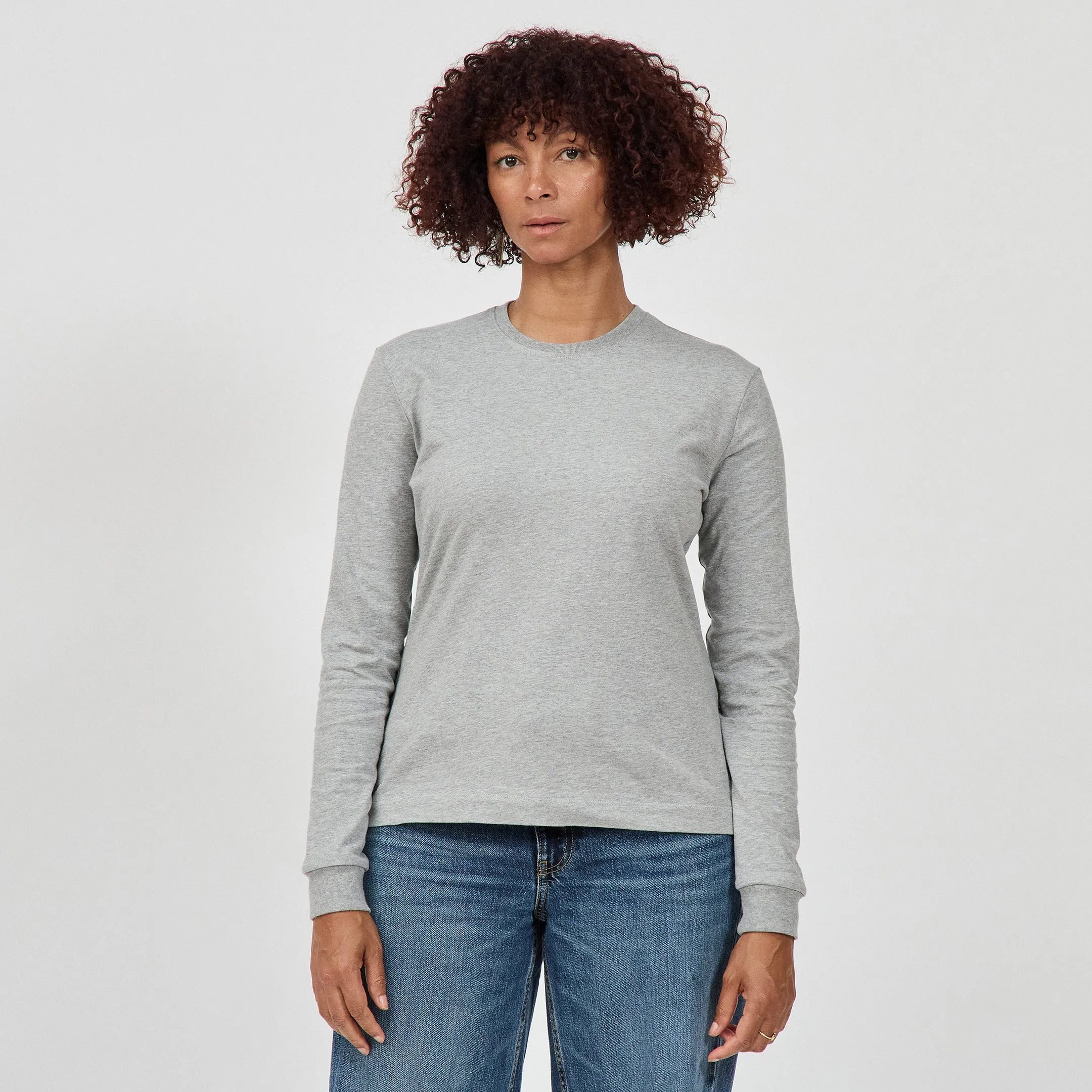 Heavy Cotton LS Crew Distressed Hem Finish LightweightBlend