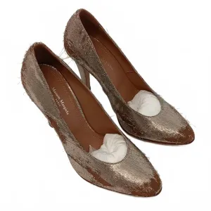 Chunky Wedge Heels Women's Distressed Metallic Pumps In Gold