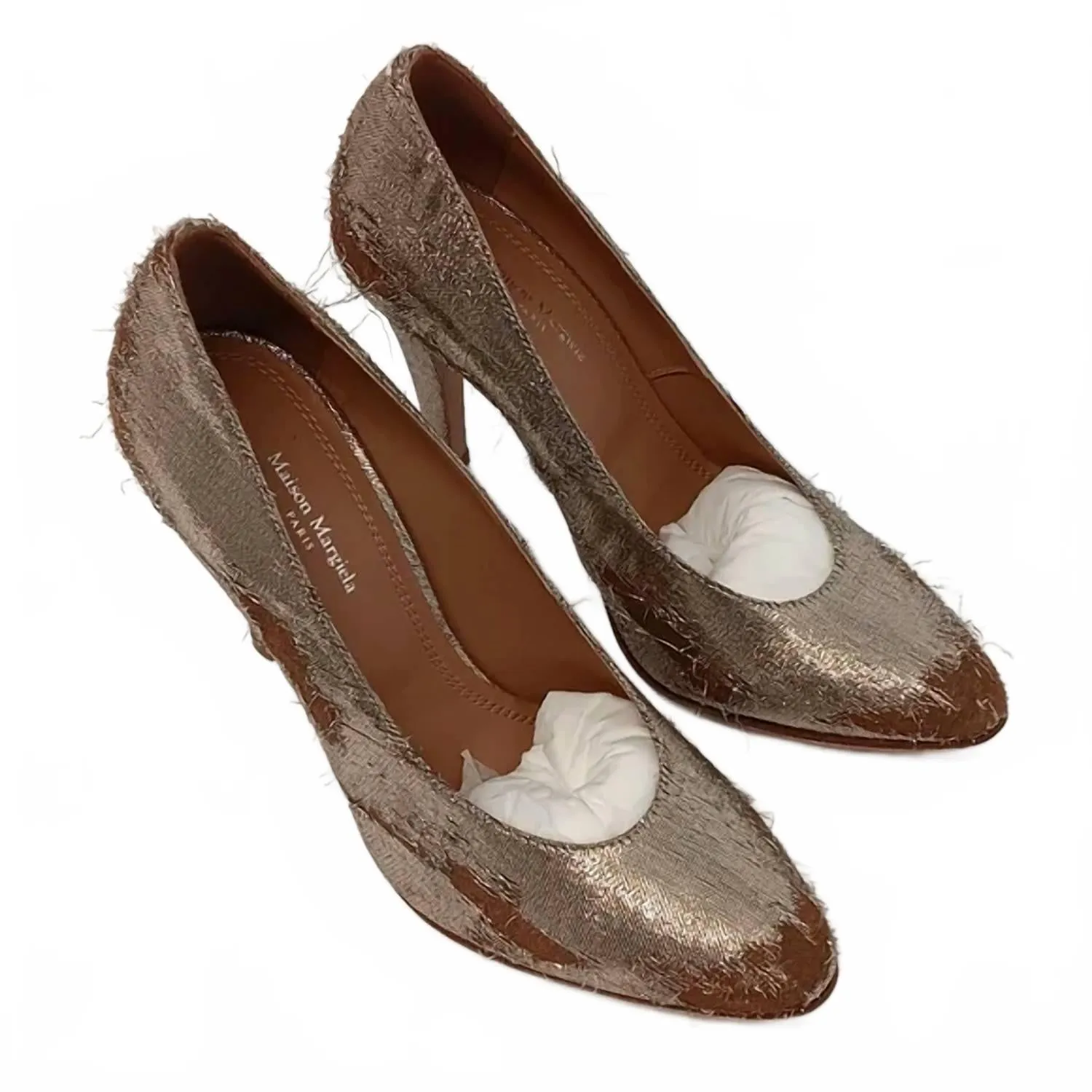 Chunky Wedge Heels Women's Distressed Metallic Pumps In Gold