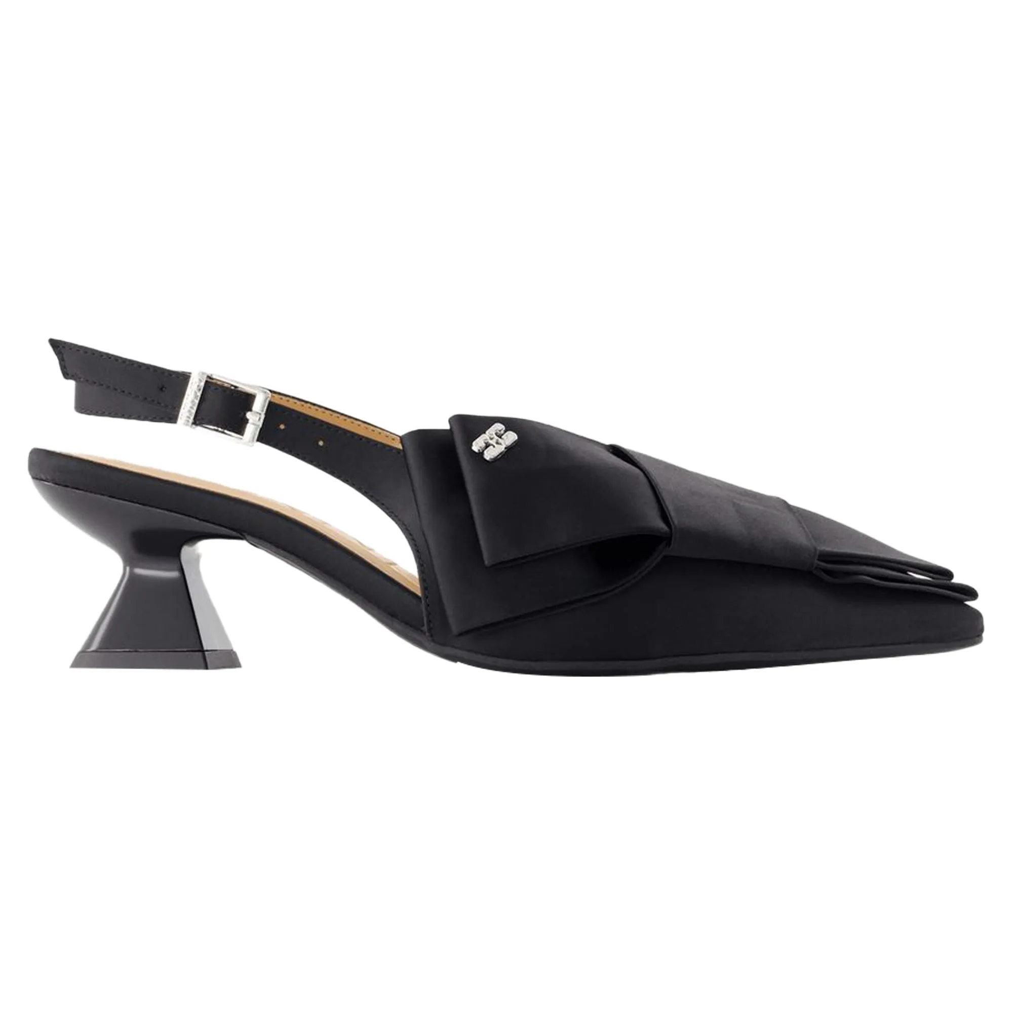Big Bow Kitten Pumps - Ganni - Synthetic - Black Comfortable ankle support Winter High Heels