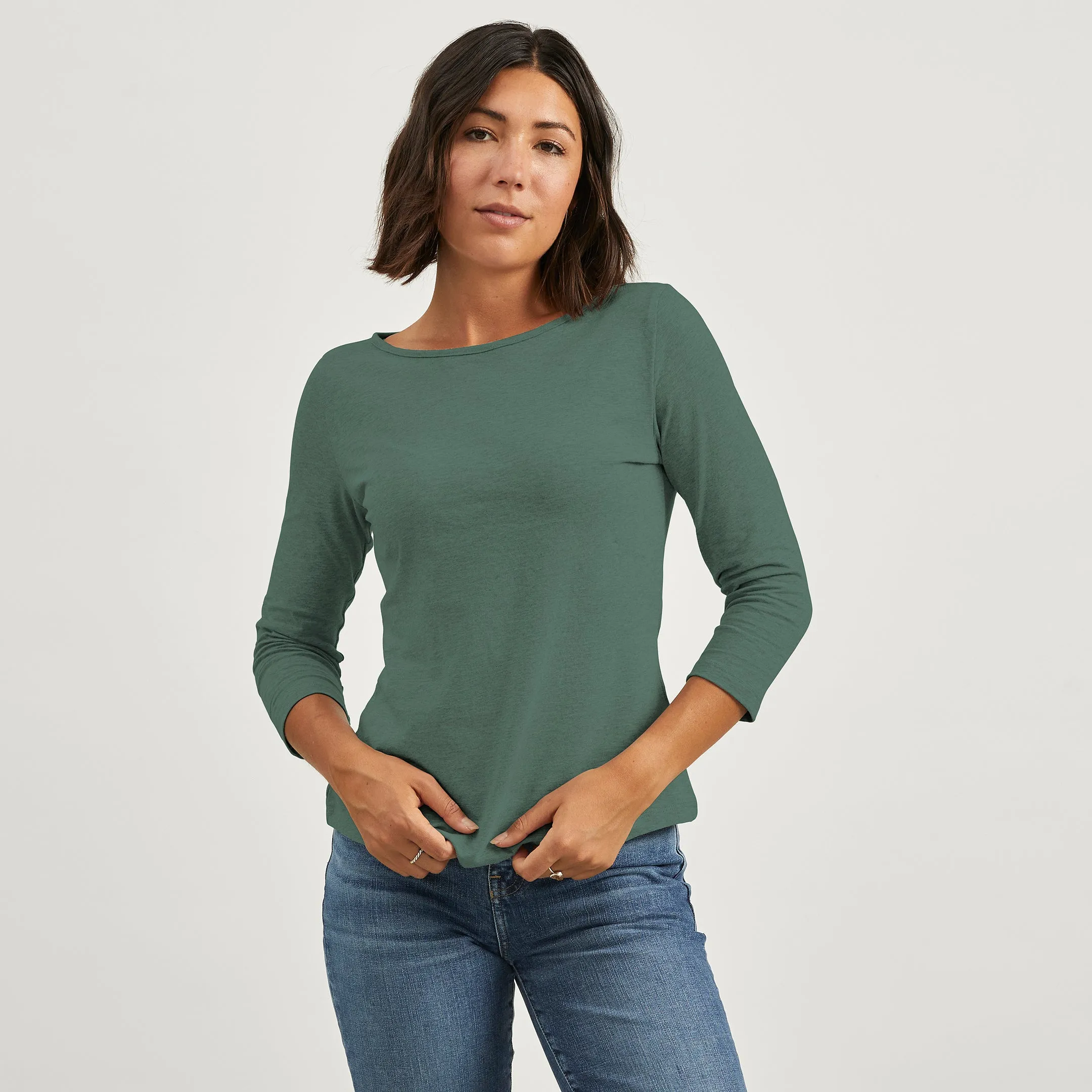 Hemp 3/4 Boat Tee Printed design