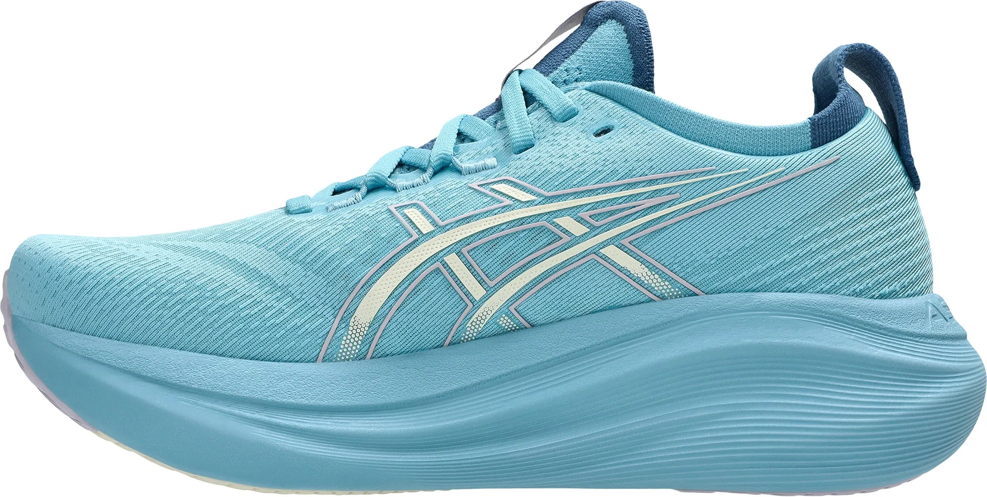 Asics Gel Nimbus 27 Womens Running Shoes - Blue running in circular tracks shoes
