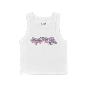 Multi Panel Smooth inner lining HIBISCUS STRIPE RIB CROP TANK