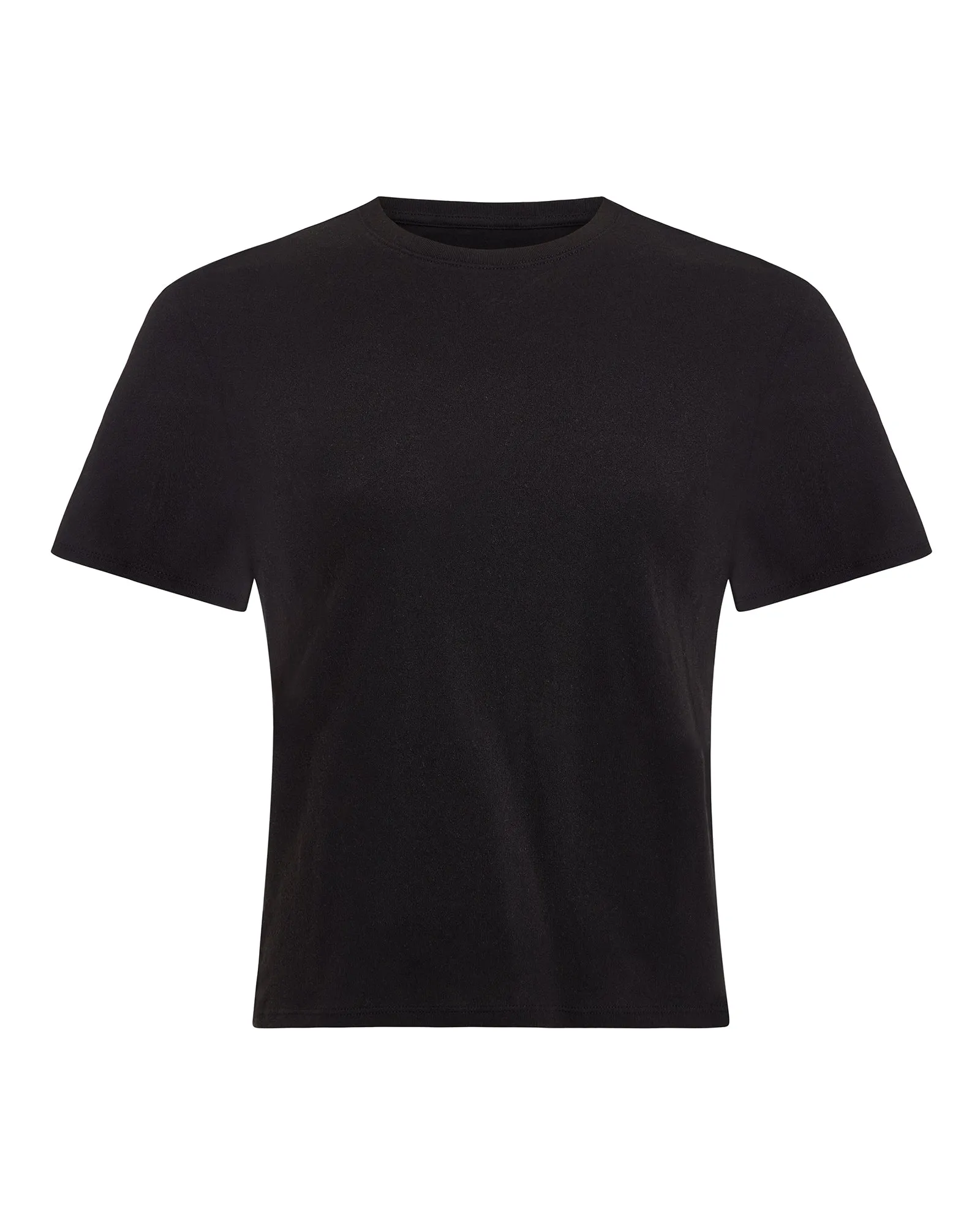 Sustainable production Durable Knit Structure High Torsion Short Sleeve Crew Neck Tee - Black