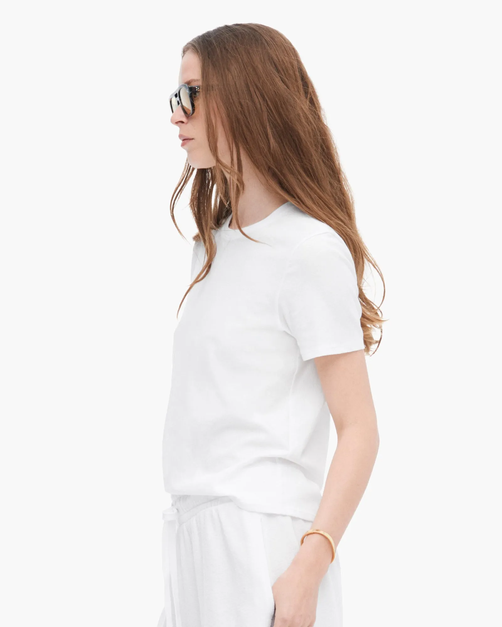 High Torsion Short Sleeve Crew Neck Tee - White Casual Vibes Layered Style