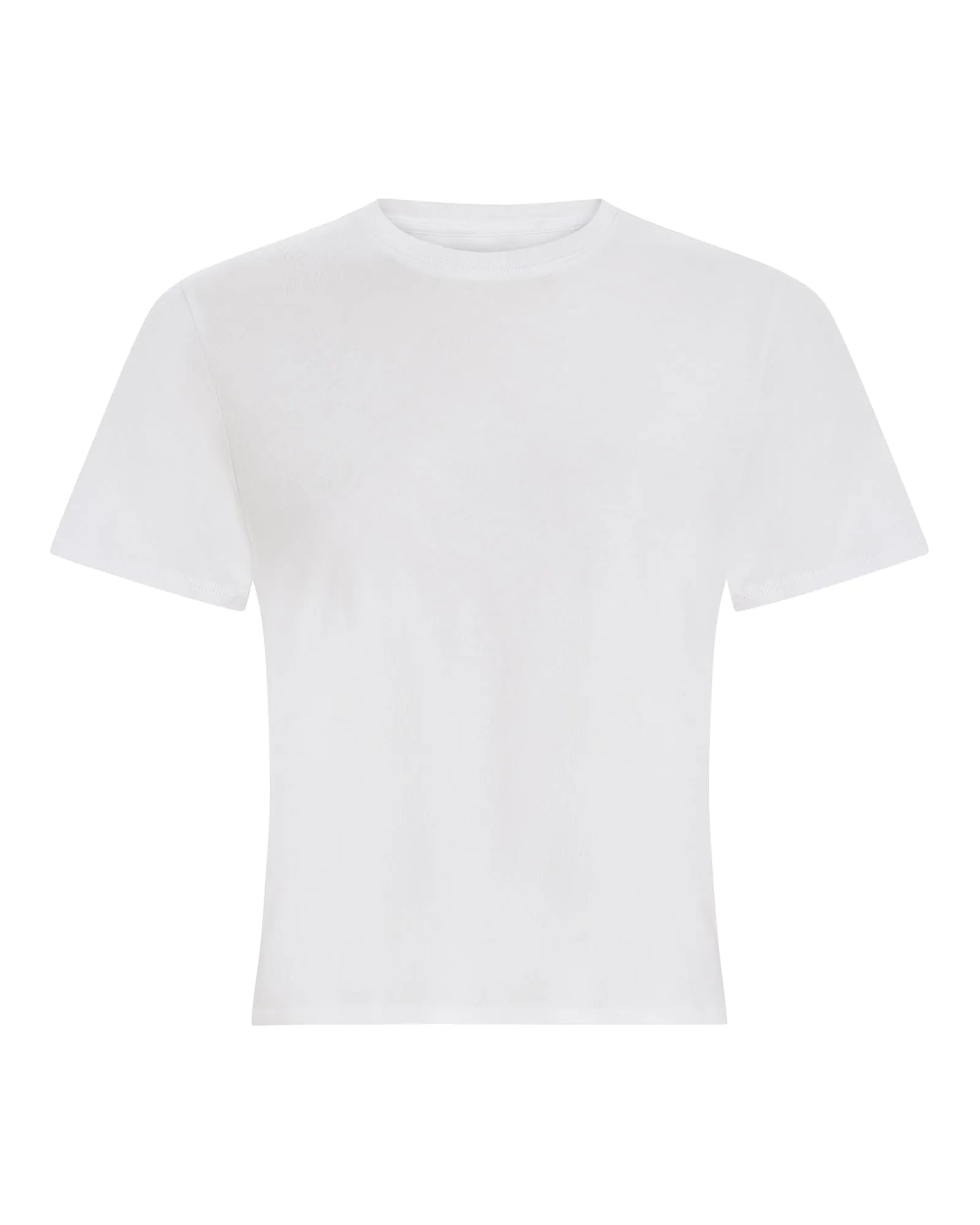 High Torsion Short Sleeve Crew Neck Tee - White Casual Chic Wear proper length