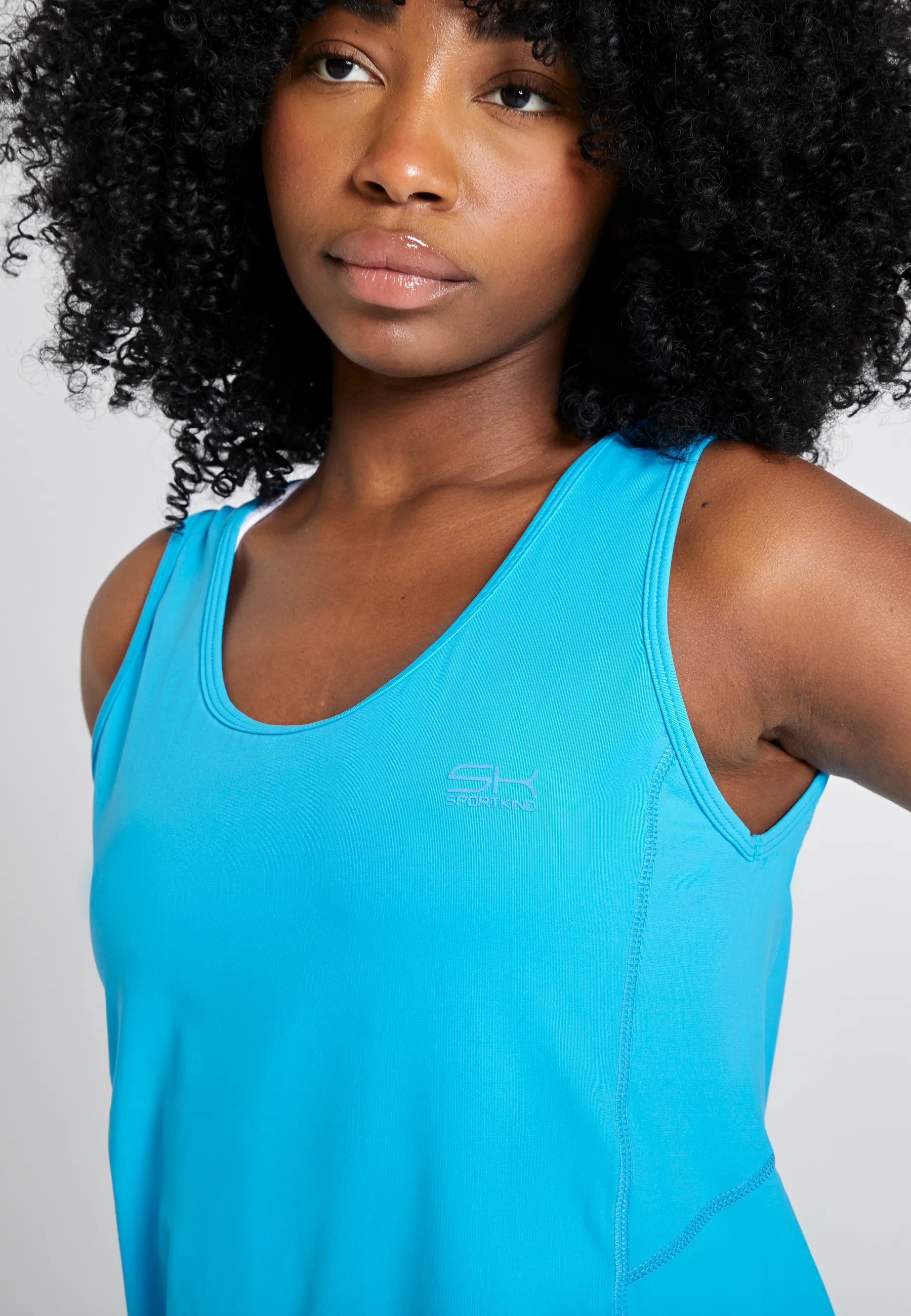 Tennis Loose Fit Tank Top Basic, turquoise Durable Seams