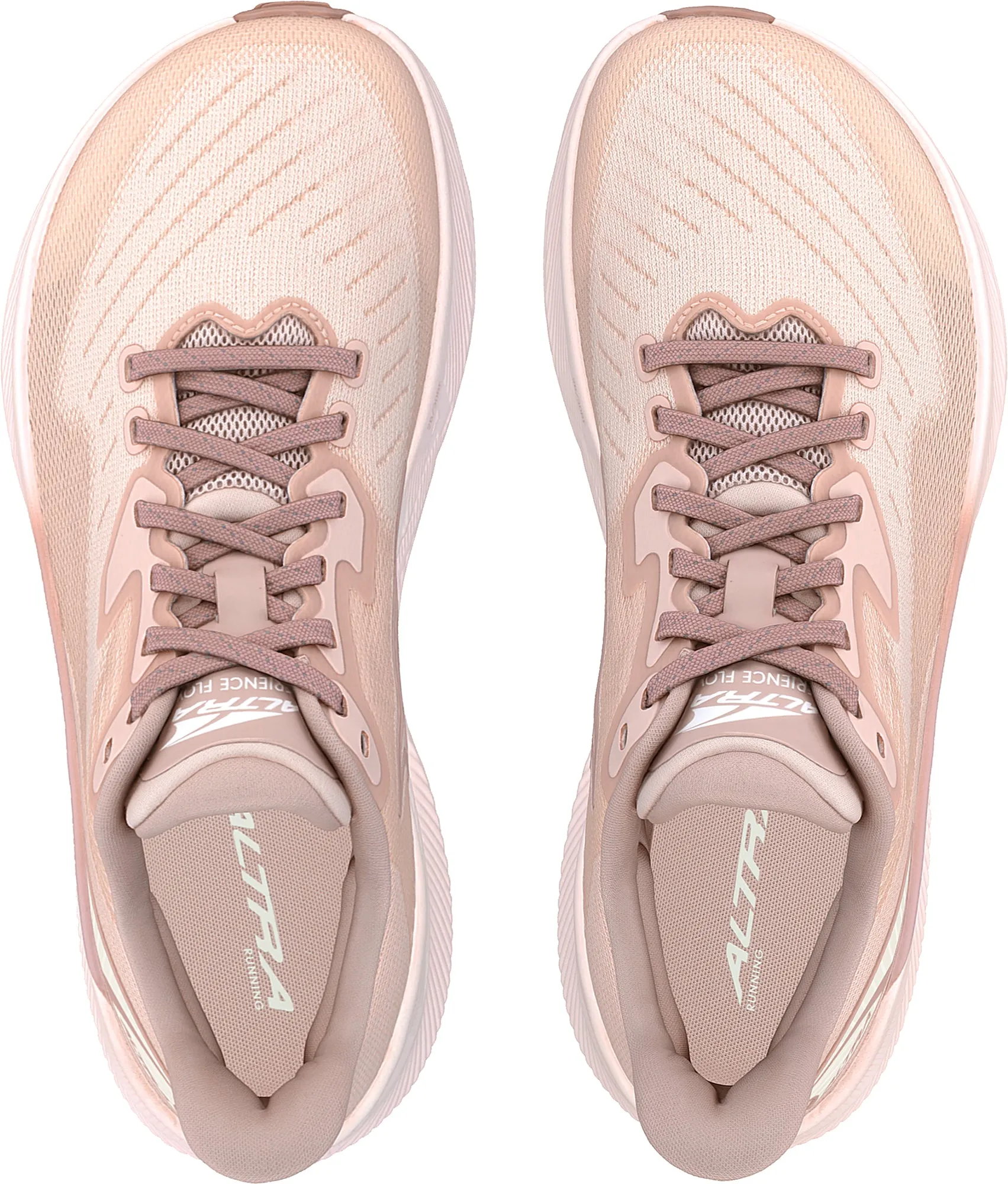 Altra Experience Flow Womens Running Shoes - Pink running with a bandana forefoot - strike shoe reaction