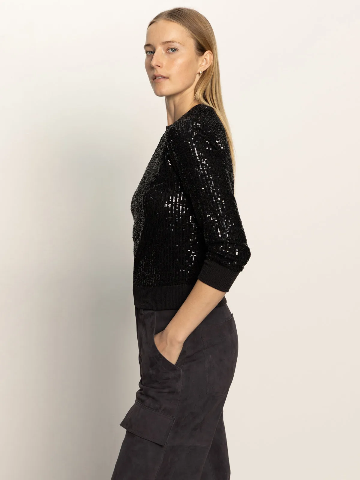 Relaxed Sparkle Popover Black Solid color purity