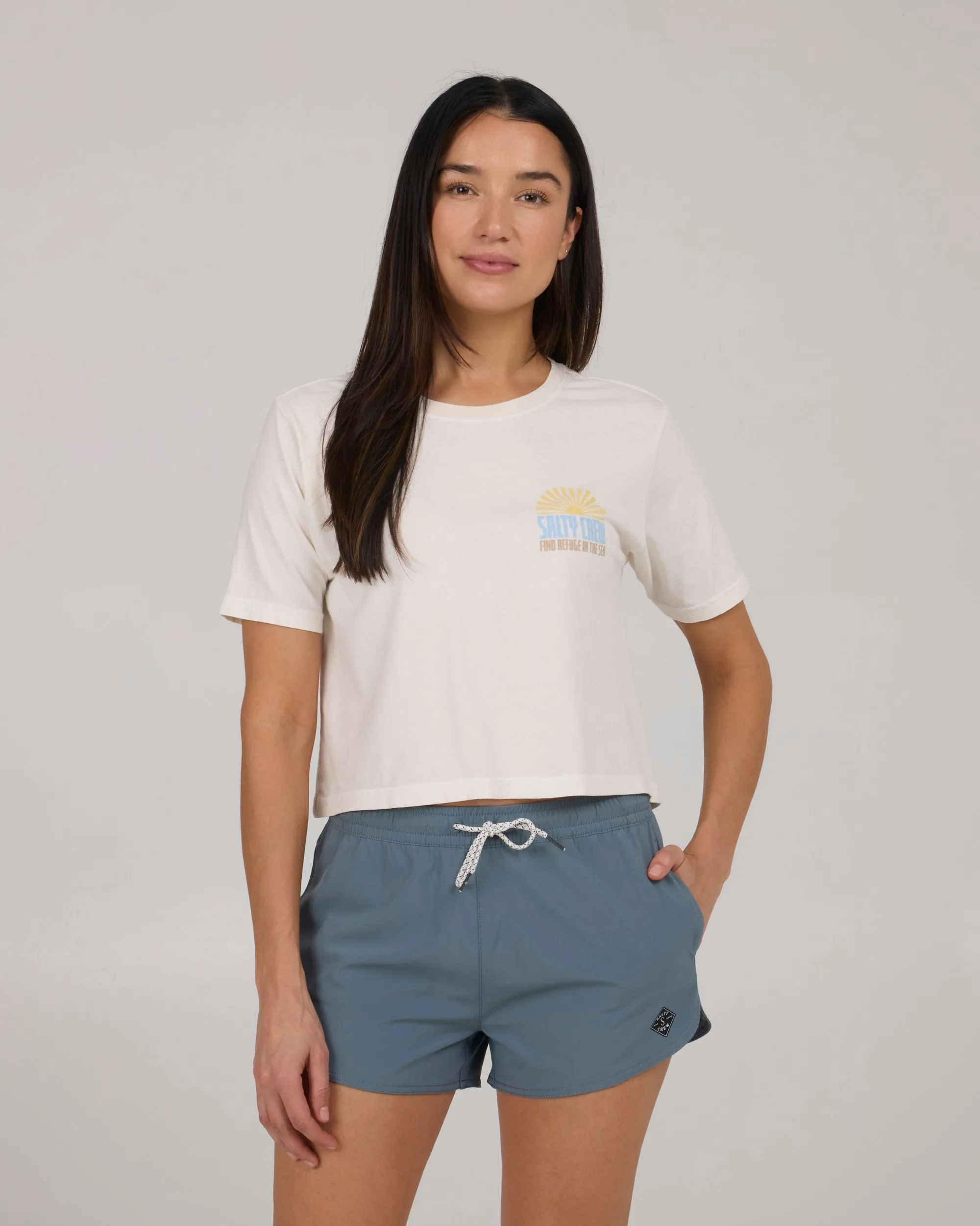 Durable Wear TemperatureControl Fabric In The Rays Crop Tee - Off White