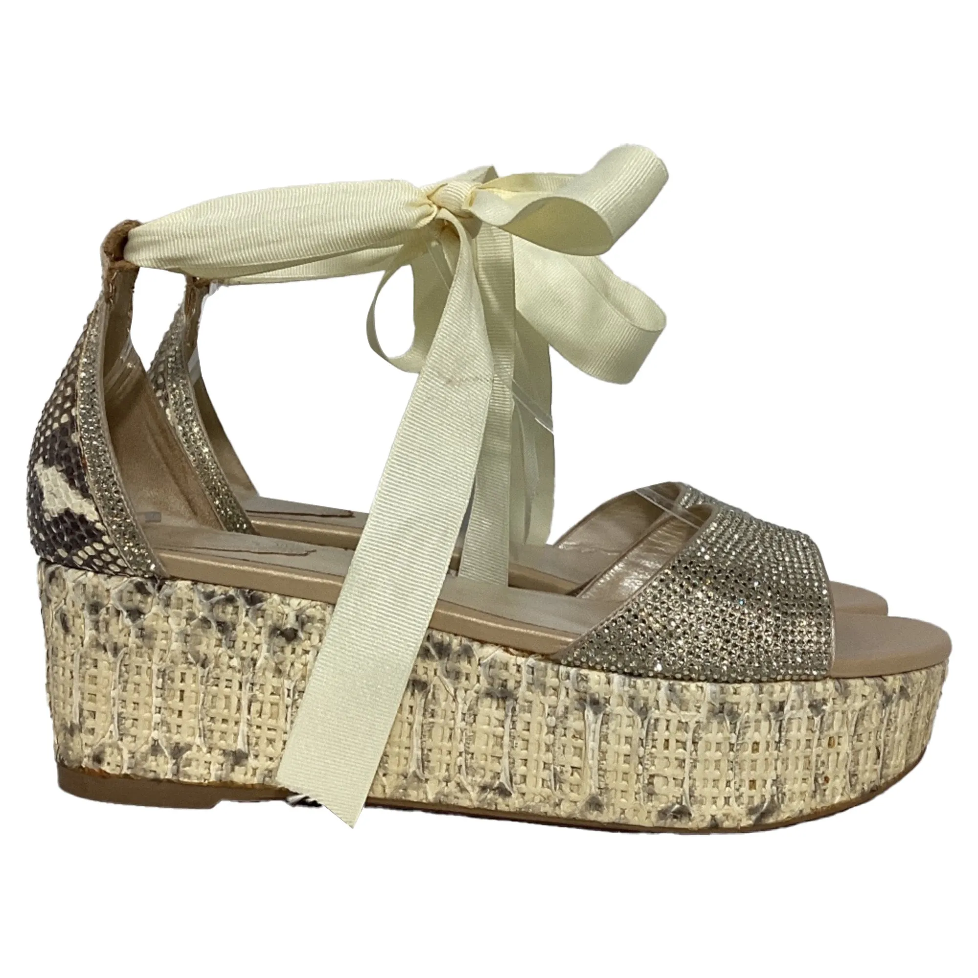 Ren?? Caovilla Embellished Self-Tie Espadrille Wedge Sandals in Brown Suede Soft Sandals Cushioned heel