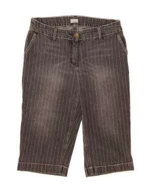 KANGAROOS Womens Denim Shorts UK 14 Medium W30 Grey Striped Cotton Thermoregulating Fabric High-End Fashion