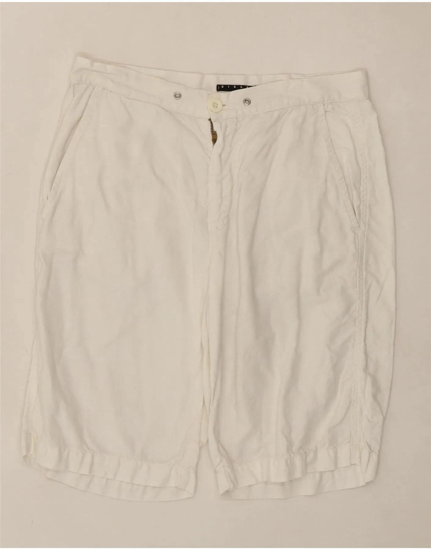 SISLEY Womens Chino Shorts IT 44 Medium W30 White Cotton Designer Look Oversized style