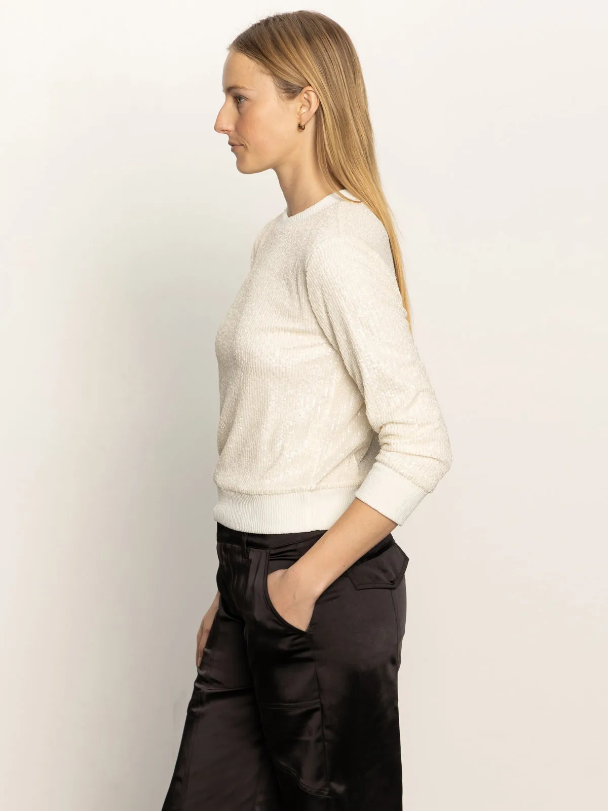 Wicking Interlock Knit Modern Trend Look Relaxed Sparkle Popover Chalk